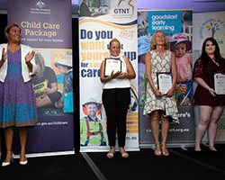 Outstanding Educator Finalists and Winner with Minister